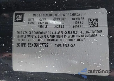 2013 Chevrolet Camaro 1Ls from USA, damaged, VIN 2G1FE1E3XD9107727